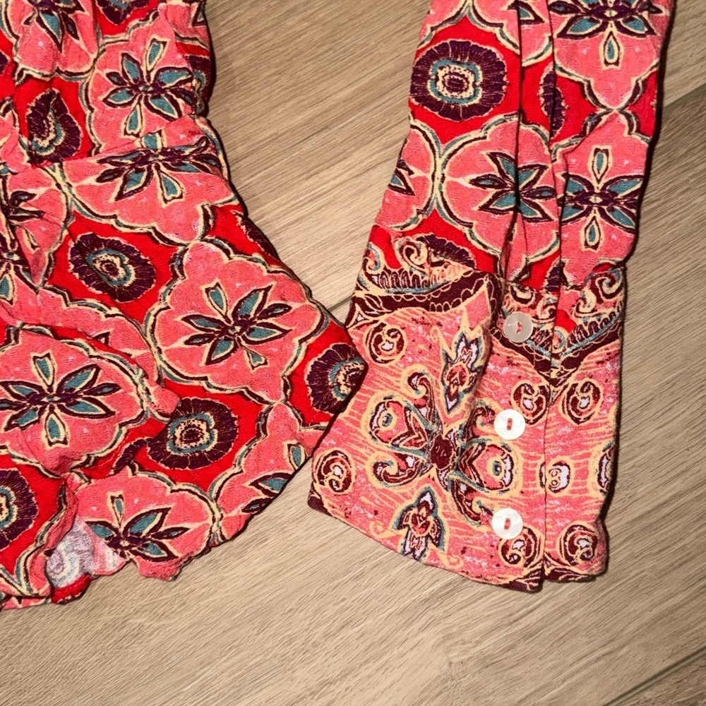 FREE PEOPLE Falling For You Top Hibiscus Combo Peplum Boho Wrap small - Picture 5 of 9